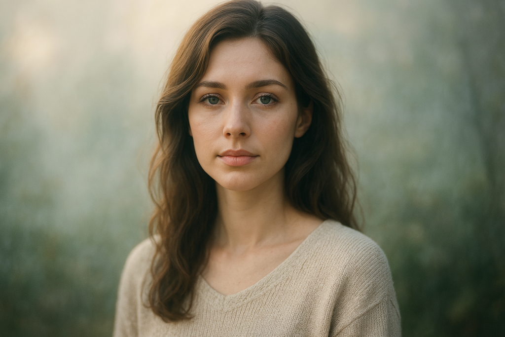 霧のかかる森の中で、こちらを静かに見つめる女性。彼に連絡をとるタイミングと、一言の重みを心で探っている